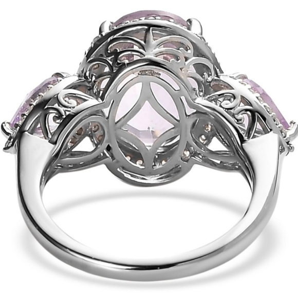 Genuine Rose De France Amethyst Ring in Platinum/925 Sz 6. New! - Picture 3 of 11